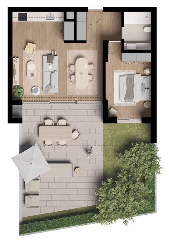 Planta T1 - R/C Jardim